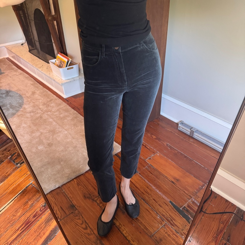 Massimo Dutti High-waist straight-leg velvet trousers